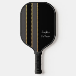 Retro Goud, Zwart en Grijs personaliseren met Naam Pickleball Paddle
