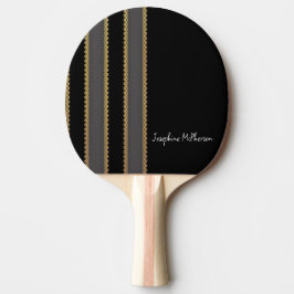 Retro Goud, Zwart en Grijs personaliseren met Naam Tafeltennisbatje