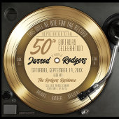 Retro Goud Zwart Vinyl Record 50e Verjaardagsfeest Kaart