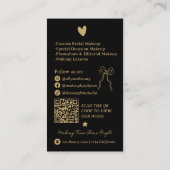 Retro Goud Zwarte Doodles Make-up Artiest QR Code Visitekaartje (Achterkant)