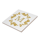 Retro gouden bloemrandmonogram tegeltje (Zijkant)