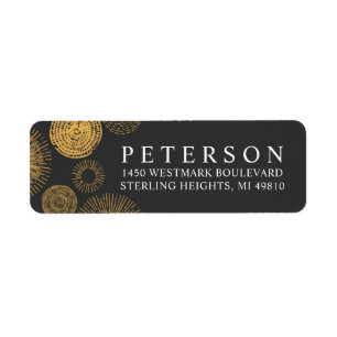 Retro Gouden Burst Sparkler Vakantie Retouradres Etiket