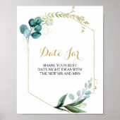 Retro gouden en groene eucalyptus datum jar bord poster (Voorkant)
