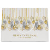 Retro gouden en zilveren kerstversiering groot cadeauzakje (Voorkant)