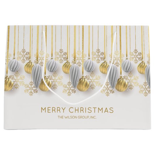 Retro gouden en zilveren kerstversiering groot cadeauzakje (Voorkant)