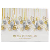 Retro gouden en zilveren kerstversiering groot cadeauzakje (Achterkant)