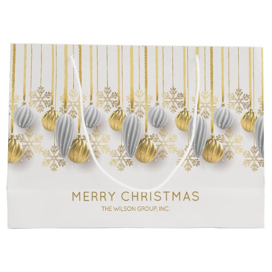 Retro gouden en zilveren kerstversiering groot cadeauzakje (Achterkant)