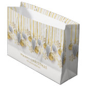 Retro gouden en zilveren kerstversiering groot cadeauzakje (Voorkant Gekanteld)