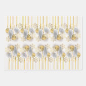 Retro gouden en zilveren kerstversiering inpakpapier vel (Voorkant 3)