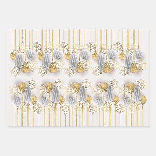 Retro gouden en zilveren kerstversiering inpakpapier vel (Voorkant 2)