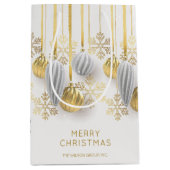 Retro gouden en zilveren kerstversiering medium cadeauzakje (Voorkant)