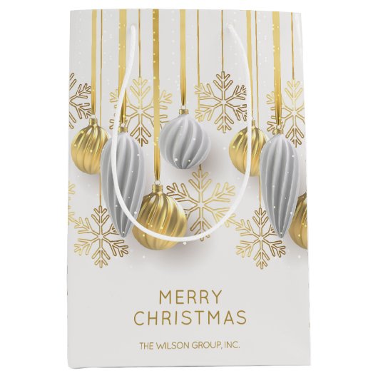 Retro gouden en zilveren kerstversiering medium cadeauzakje (Voorkant)