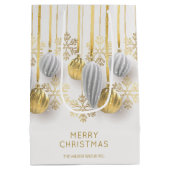 Retro gouden en zilveren kerstversiering medium cadeauzakje (Achterkant)