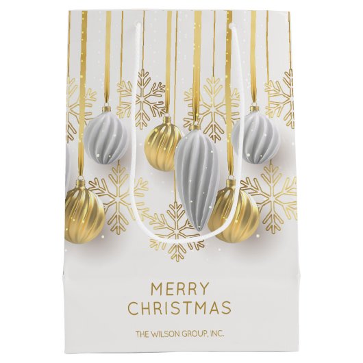 Retro gouden en zilveren kerstversiering medium cadeauzakje (Achterkant)