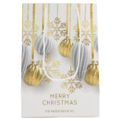 Retro gouden en zilveren kerstversiering medium cadeauzakje (Achterkant)