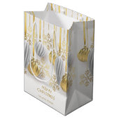 Retro gouden en zilveren kerstversieringen  medium cadeauzakje (Voorkant Gekanteld)