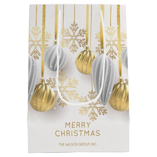 Retro gouden en zilveren kerstversieringen  medium cadeauzakje (Achterkant)