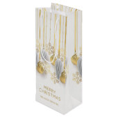 Retro gouden en zilveren kerstversieringen  wijn cadeautas (Achterkant Gekanteld)