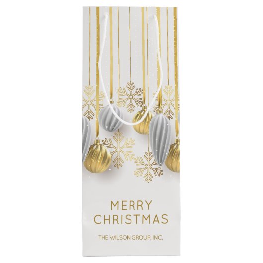 Retro gouden en zilveren kerstversieringen wijn cadeautas (Achterkant)