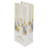 Retro gouden en zilveren kerstversieringen  wijn cadeautas (Voorkant Gekanteld)