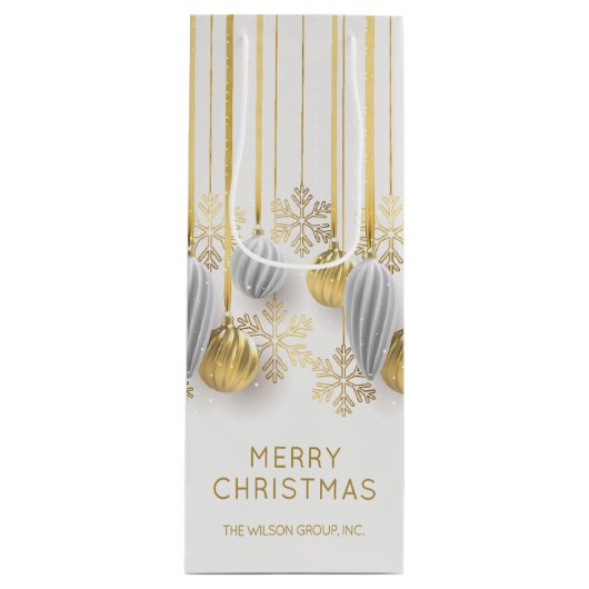 Retro gouden en zilveren kerstversieringen wijn cadeautas (Voorkant)