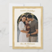 Retro Gouden Geplaagde Boog Foto Kerstmis Happy Feestdagenkaart (Voorkant)