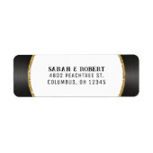 Retro Gouden Glitter Vinyl Trouw Etiket (Voorkant)