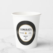 Retro Gouden Glitter Vinylplaat Congrats Trouwen Papieren Bekers (Voorkant)