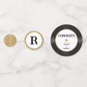 Retro Gouden Glitter Vinylplaat Monogram Felicitat Confetti (Voorkanten)