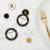 Retro Gouden Glitter Vinylplaat Monogram Felicitat Confetti (Groep)