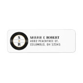 Retro Gouden Glitter Vinylplaat Monogram Huwelijk Etiket (Voorkant)
