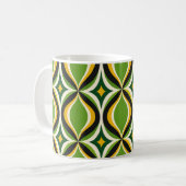 Retro Gouden Golven Levendig Groene Mok (Voorkant links)