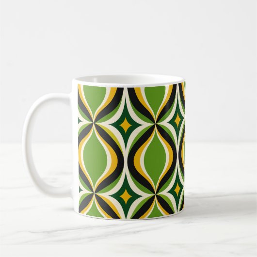 Retro Gouden Golven Levendig Groene Mok (Links)