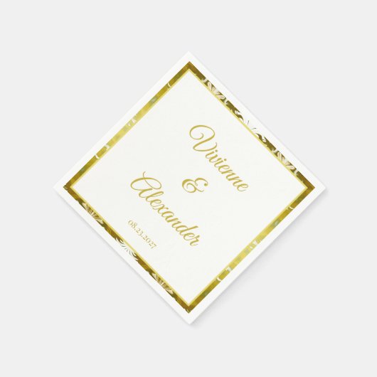 Retro Gouden Groen Damask Trouwcocktail Servet (Hoek)