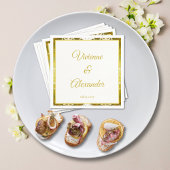 Retro Gouden Groen Damask Trouwcocktail Servet