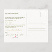 Retro Gouden Groen Damast Save the Date Aankondigingskaart (Achterkant)