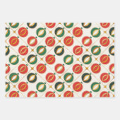 Retro gouden, groene en rode kerst inpakpapier vel (Voorkant 3)