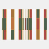 Retro gouden, groene en rode kerst inpakpapier vel (Voorkant 2)