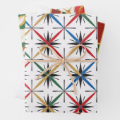 Retro gouden, groene en rode kerst inpakpapier vel (In situ)