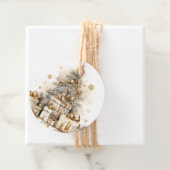 Retro gouden kerstboom bedankjes labels (In situ)