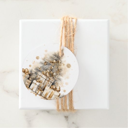 Retro gouden kerstboom bedankjes labels (In situ)