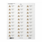 Retro gouden kerstboom etiket (Full Sheet)