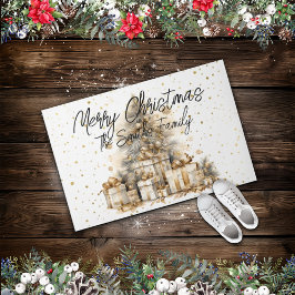 Retro Gouden Kerstboom Familienaam Deurmat