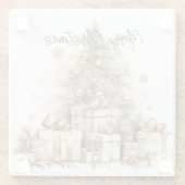 Retro gouden kerstboom glazen onderzetter (Achterkant)