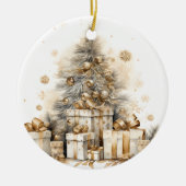Retro gouden kerstboom keramisch ornament (Voorkant)
