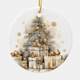 Retro gouden kerstboom keramisch ornament