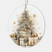Retro gouden kerstboom keramisch ornament (Links)