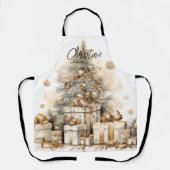 Retro Gouden Kerstboom Naam Schort (Voorkant)