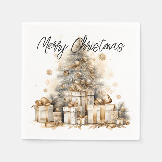 Retro gouden kerstboom servet (Voorkant)