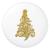  retro gouden kerstboomknop keramische knop (Voorkant)